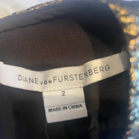 Diane von Furstenberg Metallic Sheath Mini Dress – Hadlie Two – Size 2 NWT - Picture 3 of 8